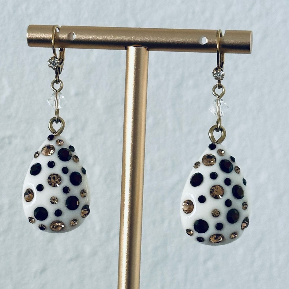 Betsey Johnson Rare Lucite and Bling Drop Earrings - Picture 3 of 8
